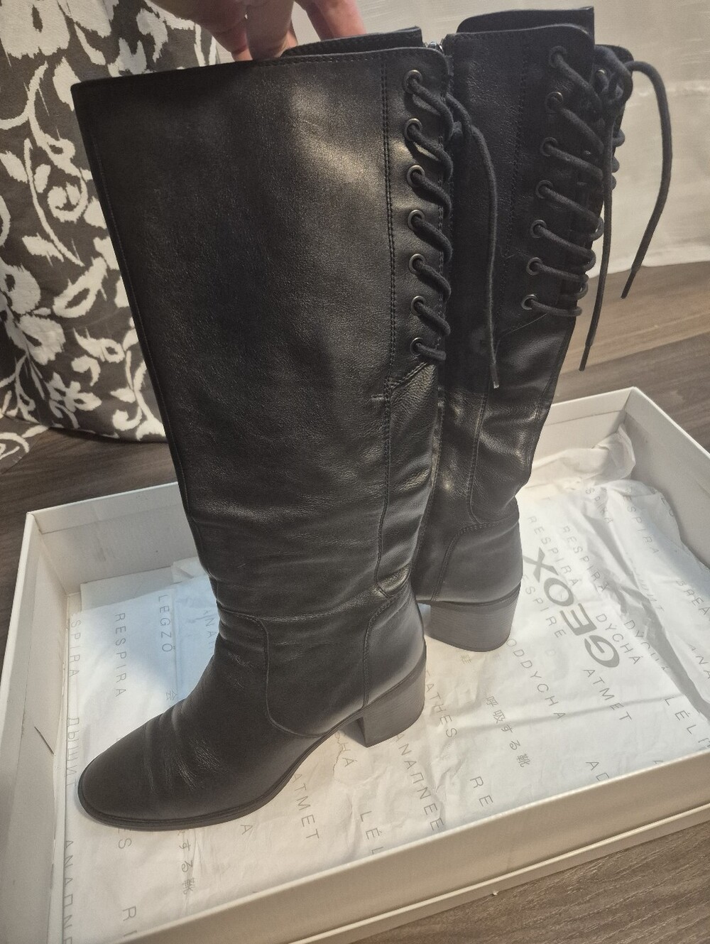 GEOX Respira Leather Knee-High Boots